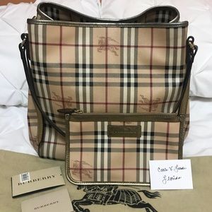 Gold Burberry Haymarket Medium Canterbury Tote